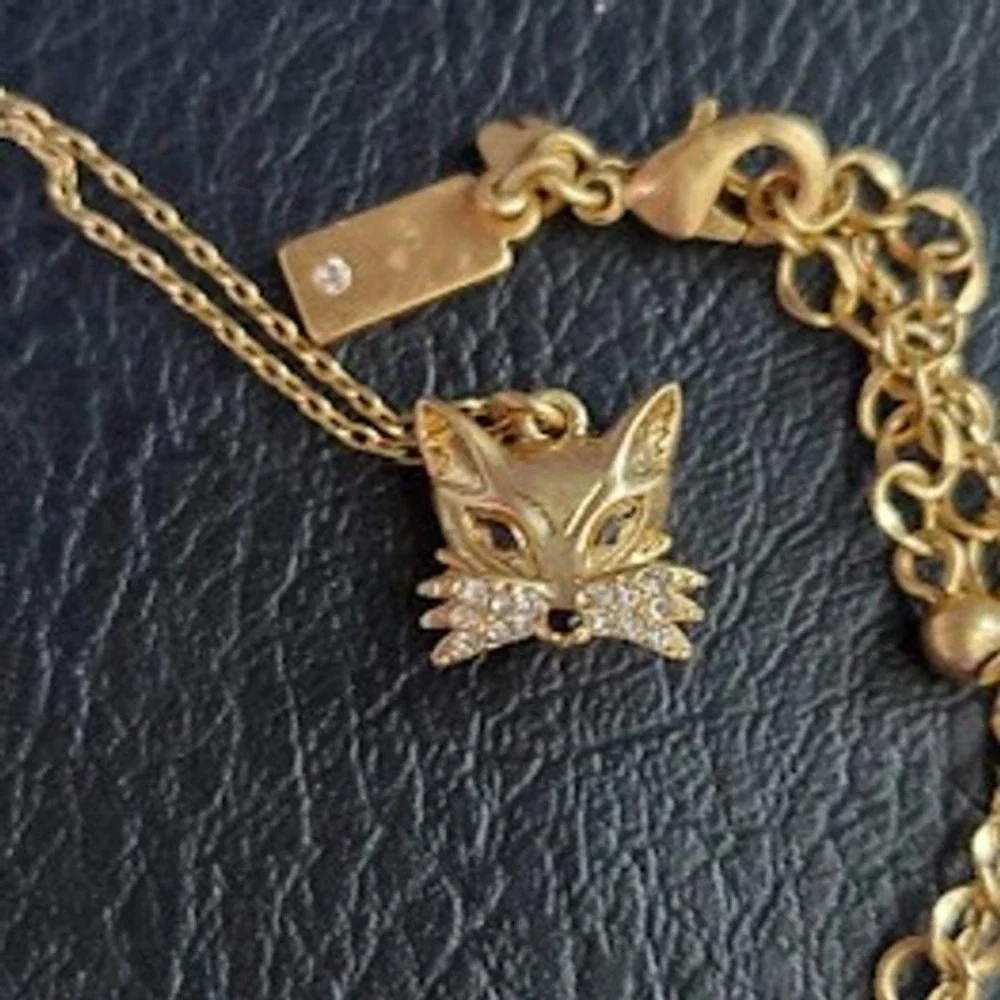 Kate Spade So Foxy Gold Tone Fox Head Pave Rhinestone Pendant Necklace Gift